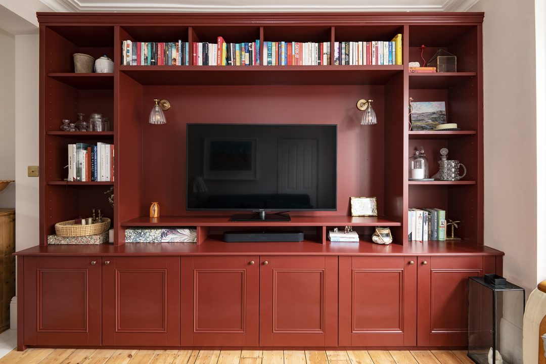 Large red tv unit lots of storage space