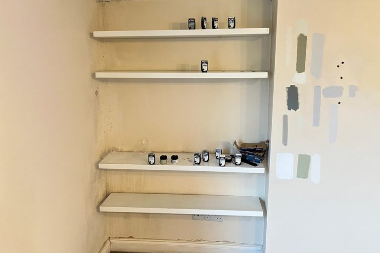 Empty wall with 6 shelves
