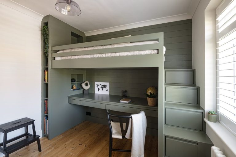 Built in loft bed with desk