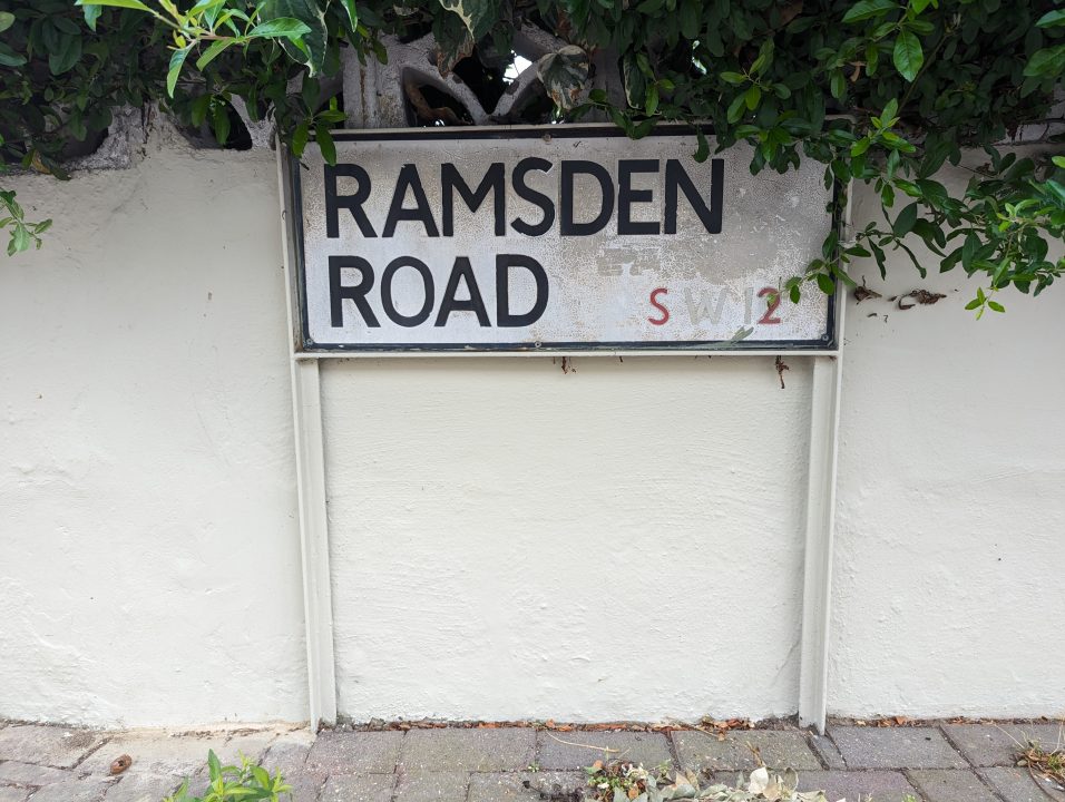 White road name in Balham