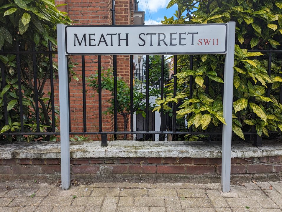 Road name in Battersea, Meath Street. SW11