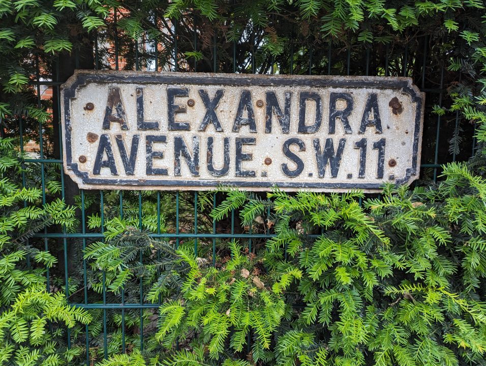 Road name in Battersea, Alexandra Avenue. SW11
