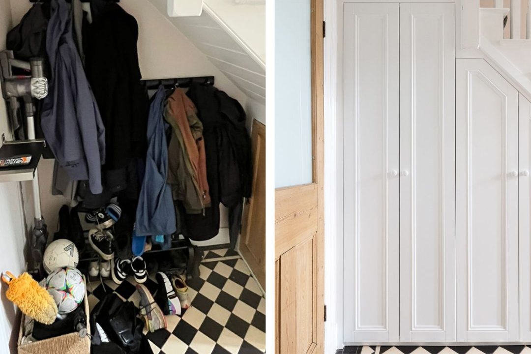 Under stairs before and afters in a house in Clapham