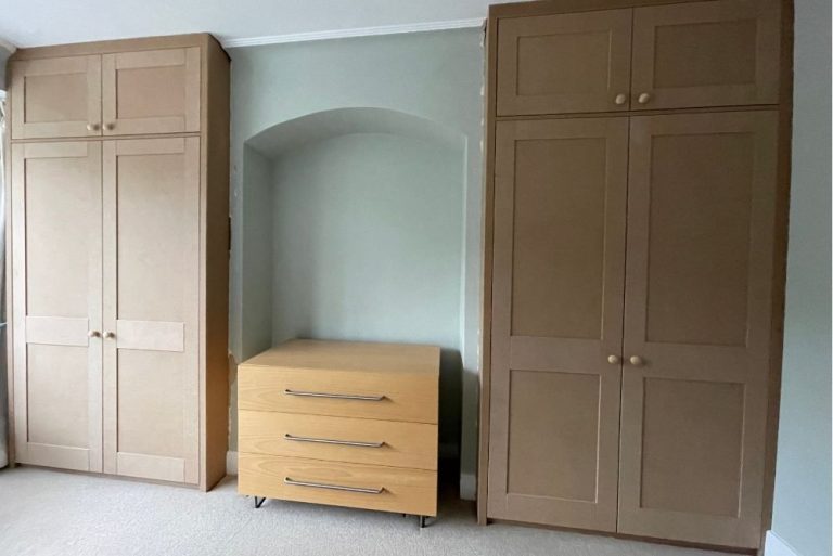 Two fitted alcove wardrobes, made with MDF