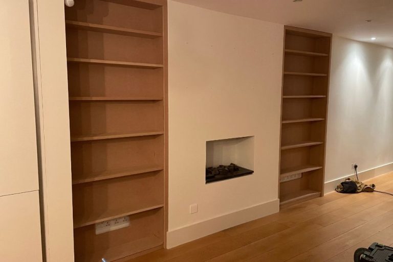 Alcove shelving made with MDF